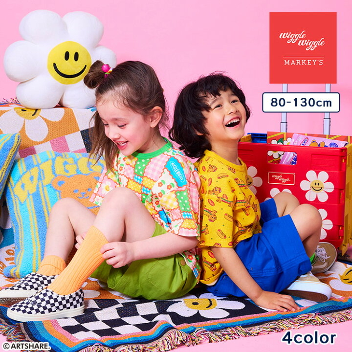 🇯🇵預訂 日本直送🇯🇵Markey’s x Wiggle Wiggle四色圖案滿印華夫格短袖T恤