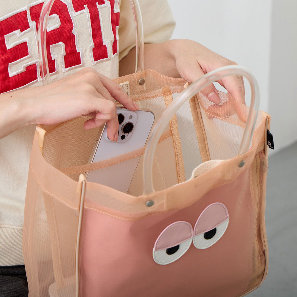 🆕【⭐訂購⭐】日本直送 🇯🇵🌀Rootote Square Gaze 系列 可愛 網眼 半透明 #Totebag (連收納袋)［4款選］🌀 [ELJD-0144][261116]
