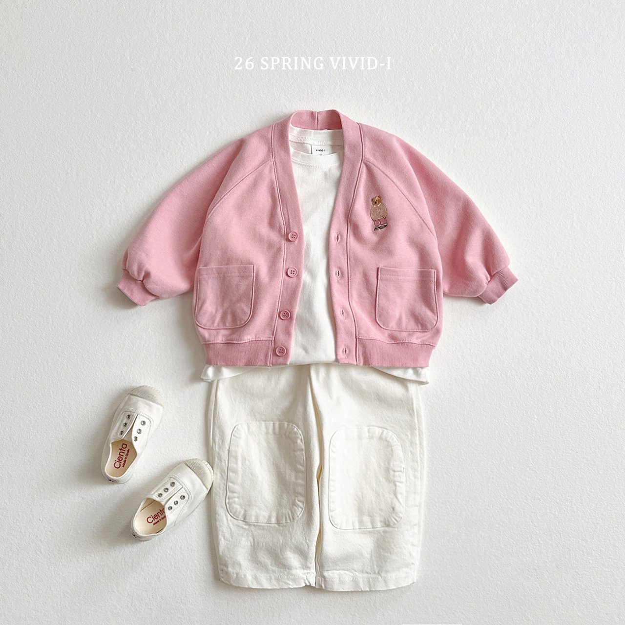 🌸預訂 韓國直送🌸🇰🇷VIVIDI四色標誌性小熊刺繡口袋開襟外套