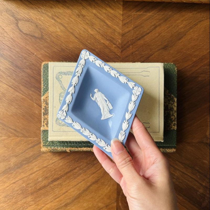 Vintage Wedgwood Blue Jasper Trinket Dish - Diamond (MT2464/MT2465)