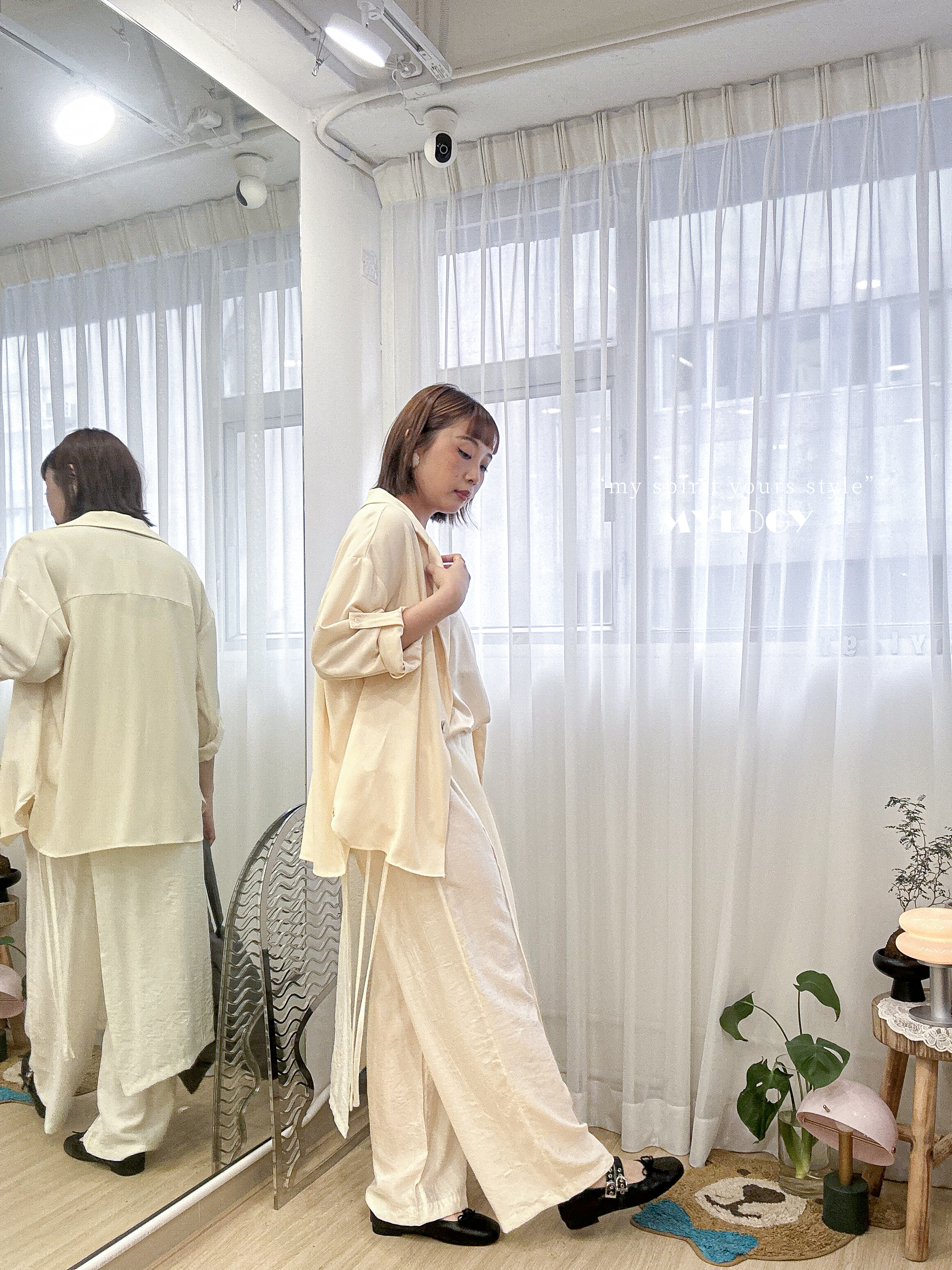 韓式隨性休閒～樹紋層疊裹裙褲 NC0002 - 白色 Ivory