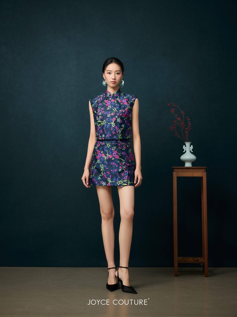 无袖花花旗袍上衣 T0191