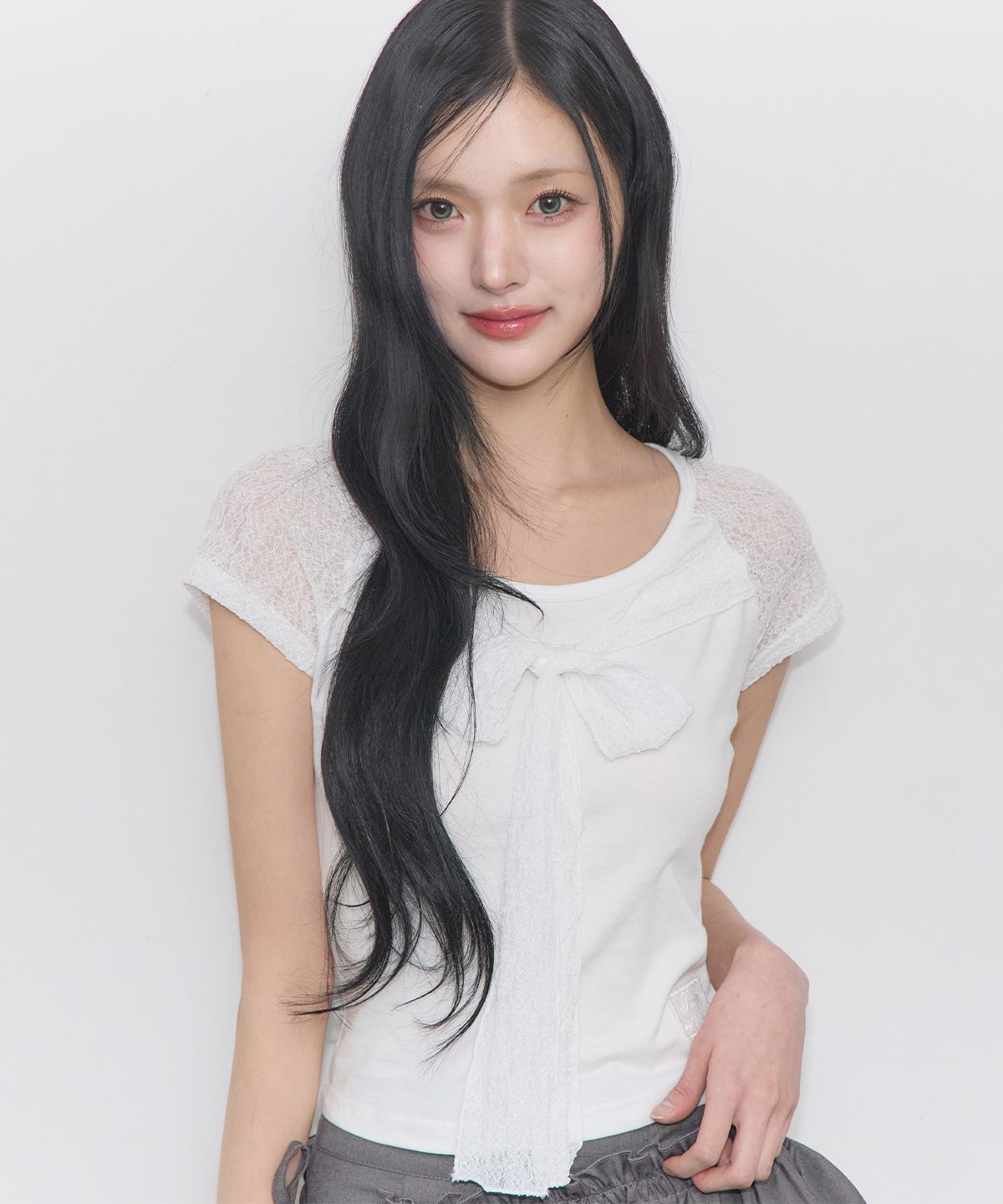 🇰🇷訂購｜ILLIGO 26SS｜Lace ribbon color block tshirt 3色 