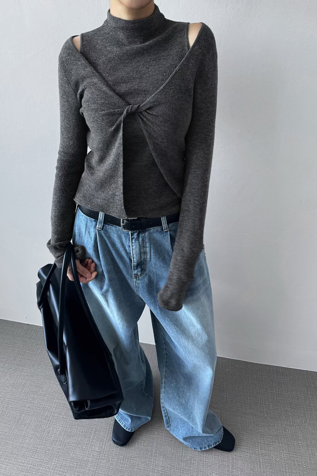 Front knot knit set up