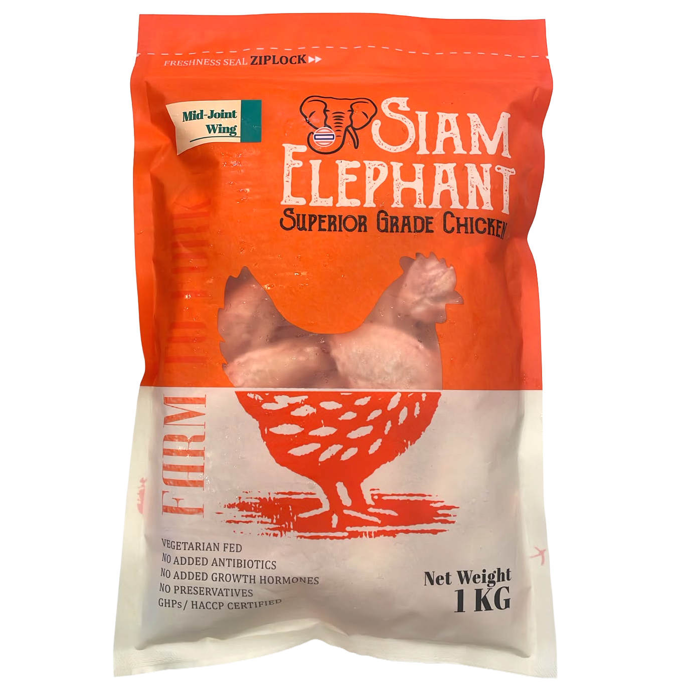 泰國暹羅象無激素雞中翼(1kg) - 1包