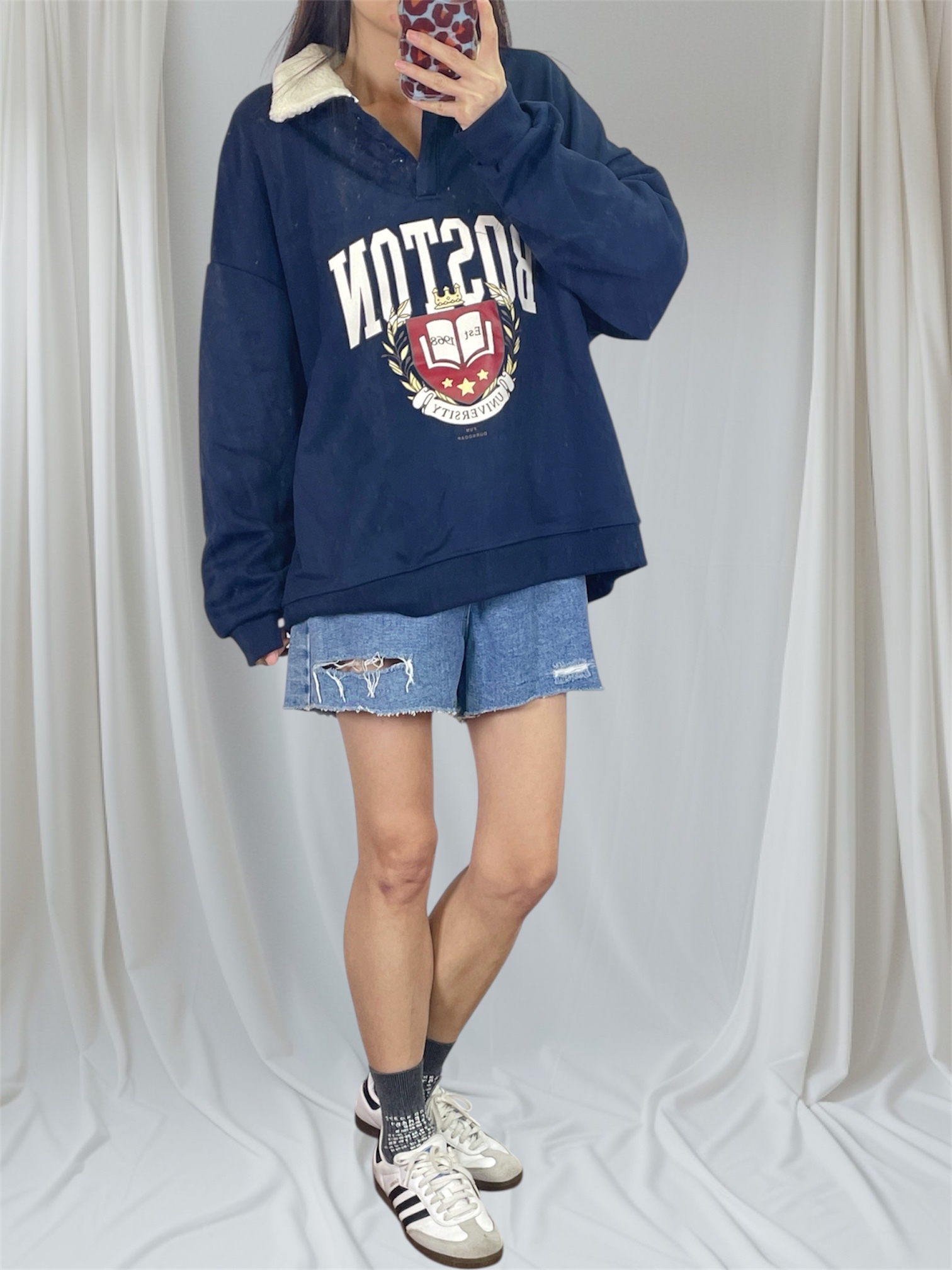 K5539 薄絨底X羊羔毛領衛衣