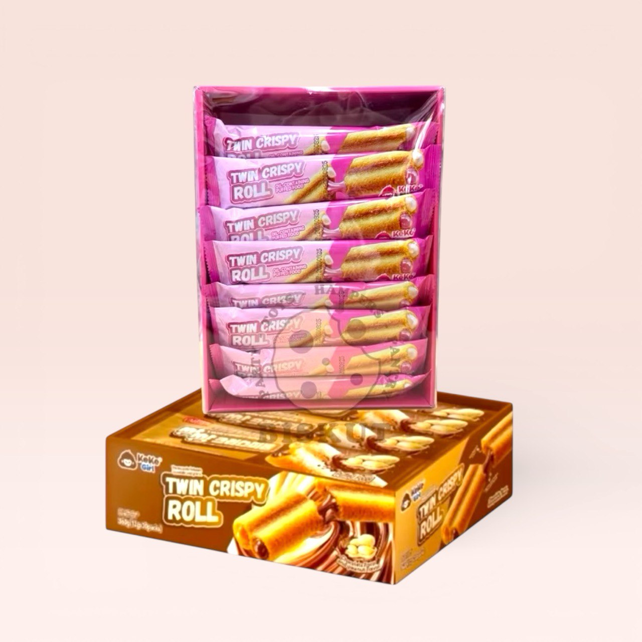 30pcs x 12g Keke Girl Twins Crispy Roll wafer (chocolate peanut/ strawberry milk)