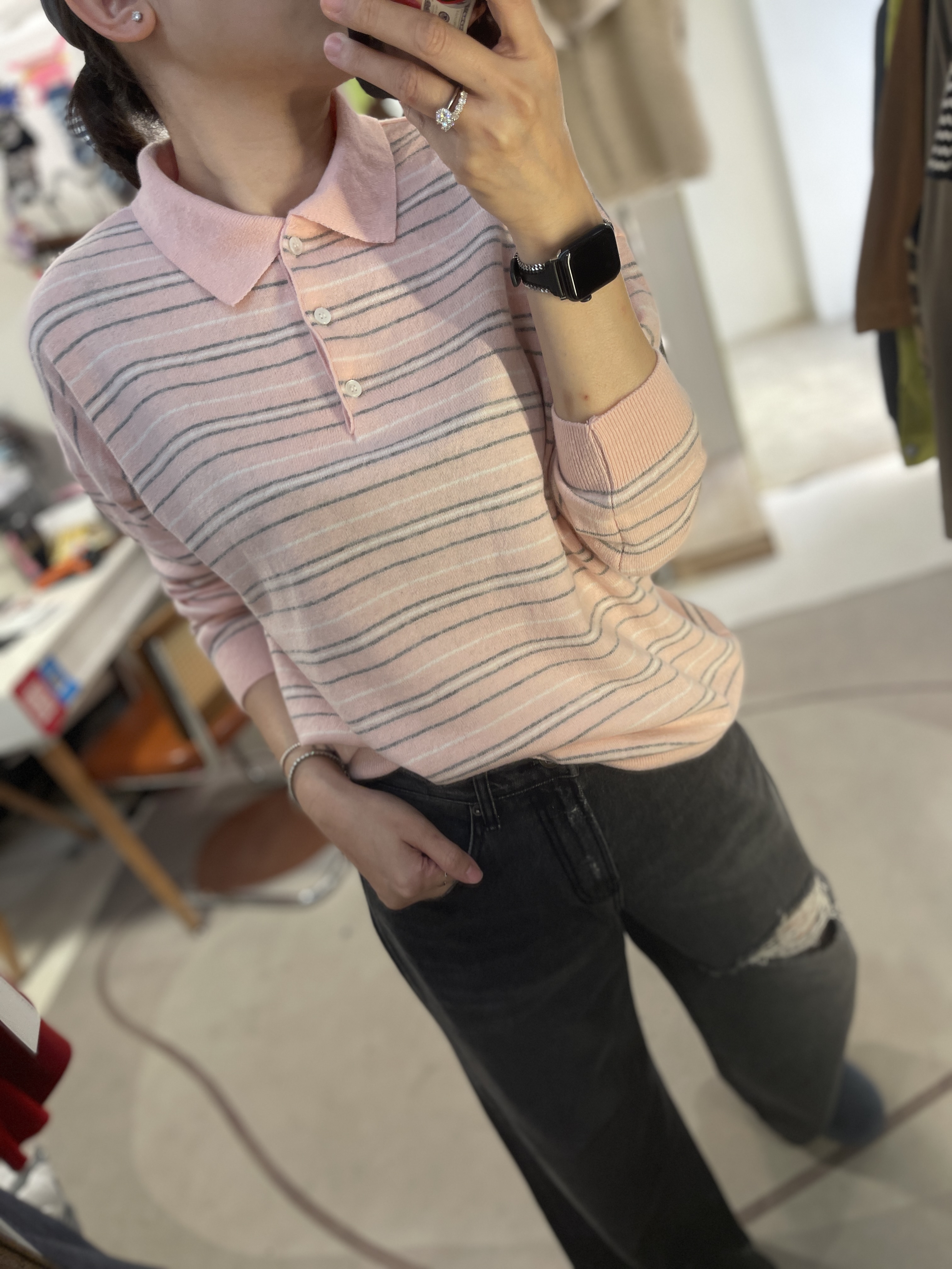 Stripe soft wool sweater