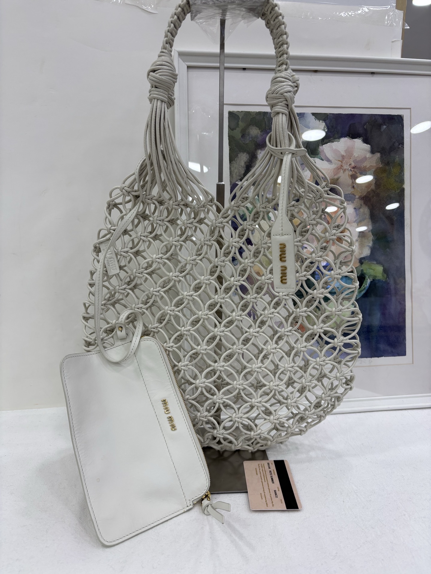 Pre-owned Miu Miu woven nappa mesh bag