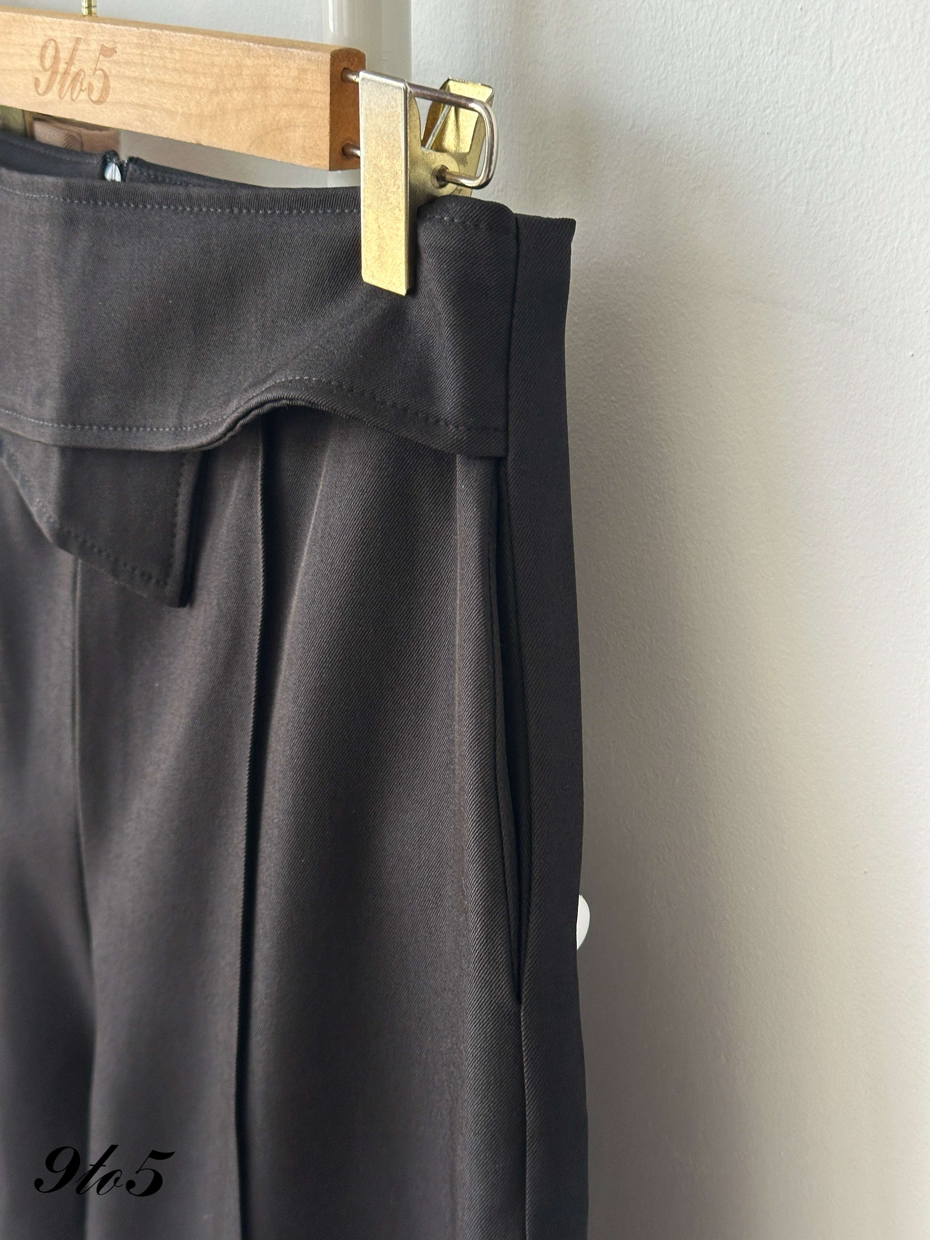S2002 Wide Leg Long Pants - Black & Brown