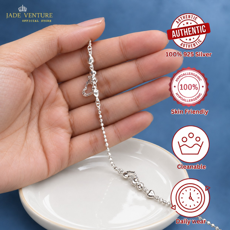 LAMB701 Heart Frame Pendant & Heart Beads Chain