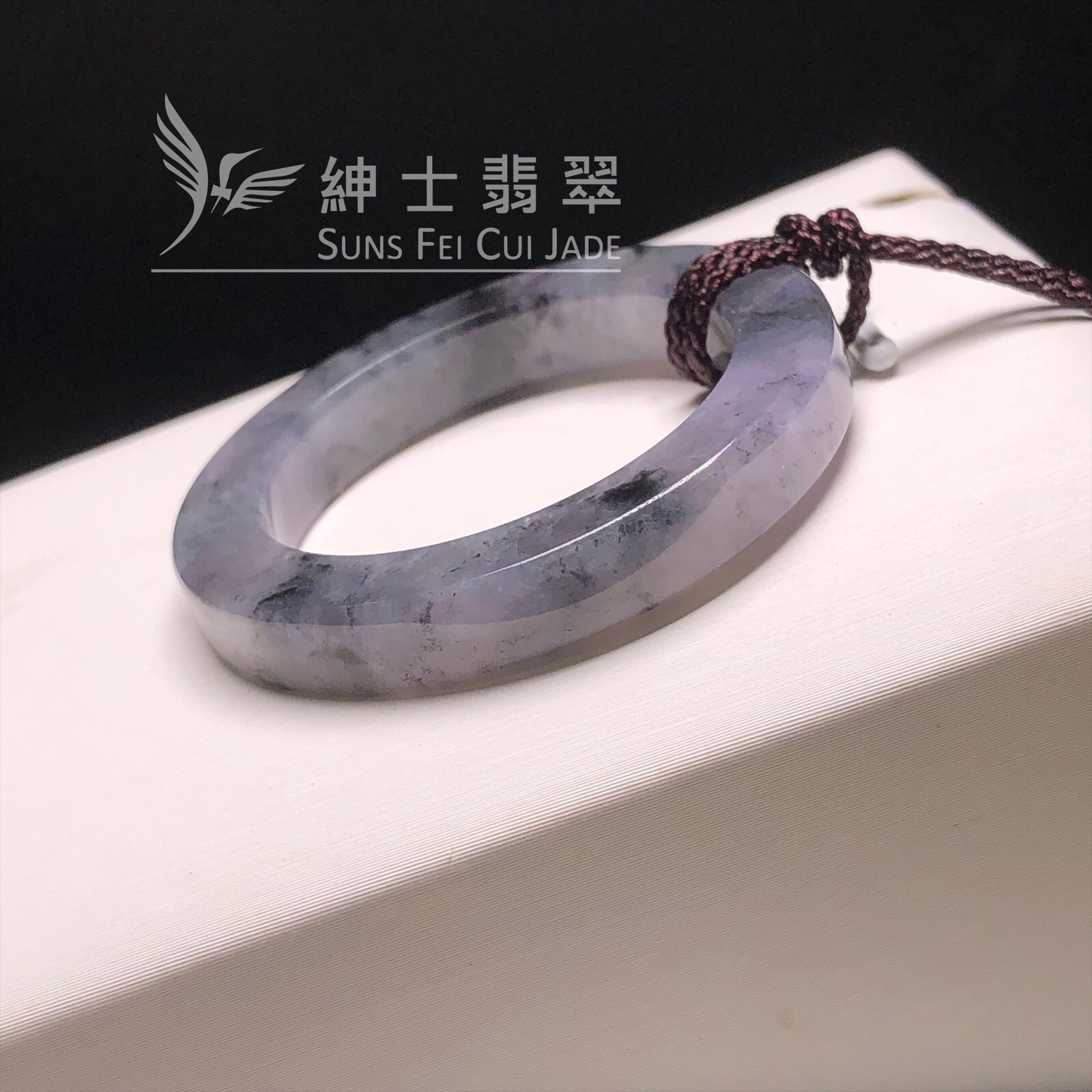  #B07842 紫底烏雞山水平安環