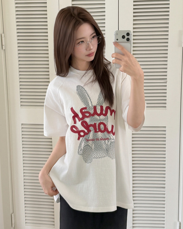 MuahMuah RABBIT MUAH RAGLAN HALF T-SHIRT