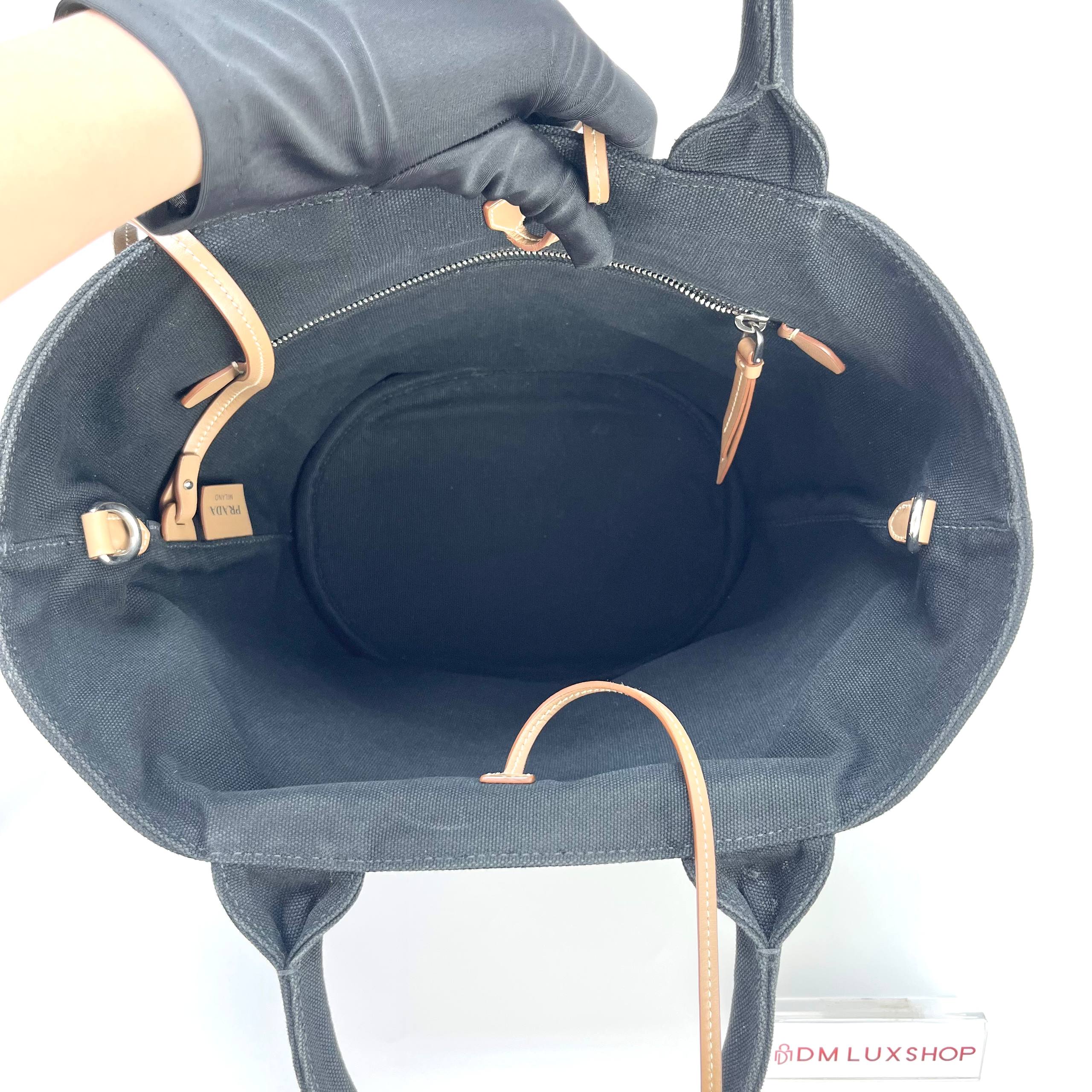 Prada Black Canapa Canvas Top Handle SHW
