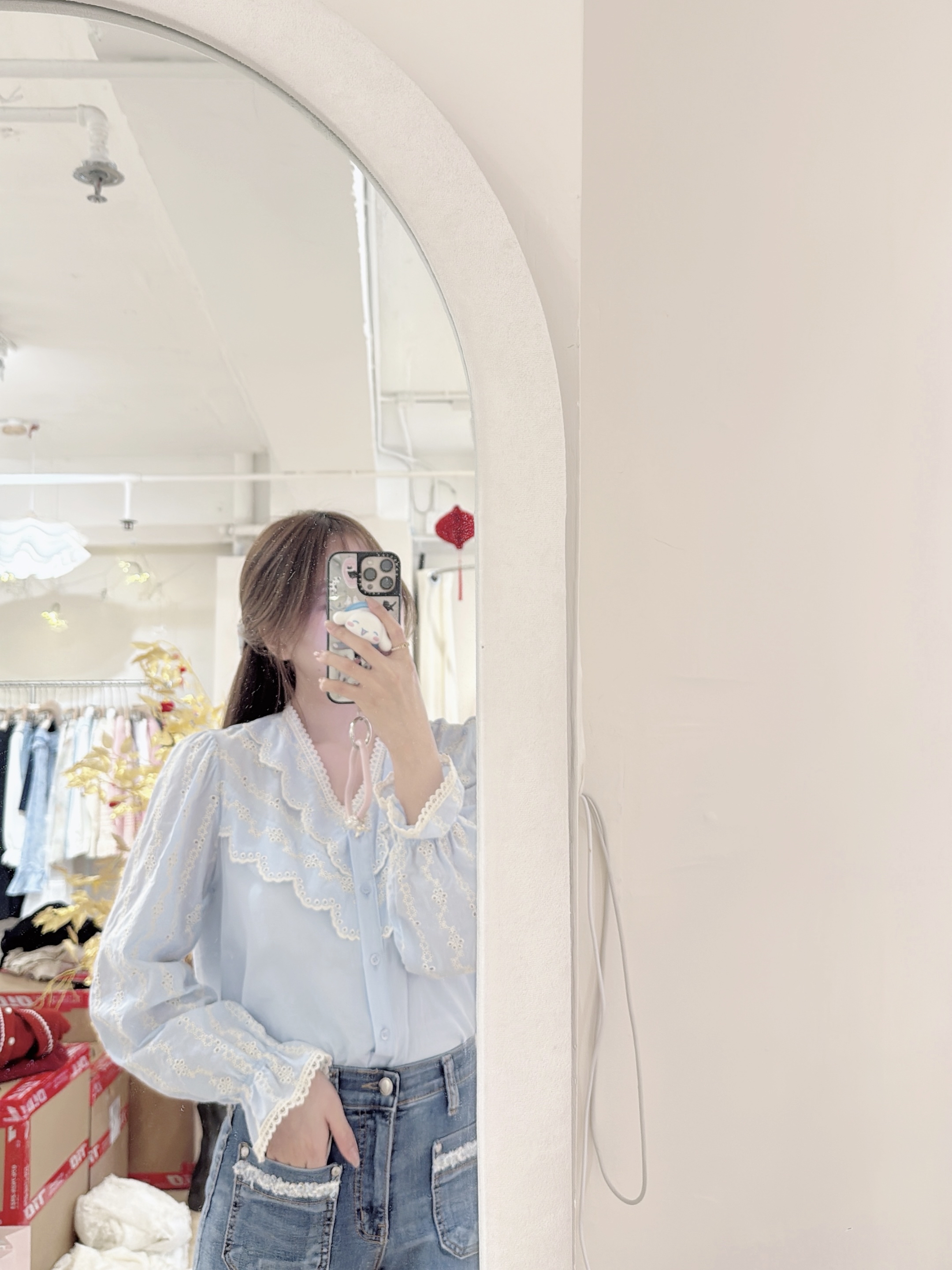 Delicate Embroidered Ruffle Blouse