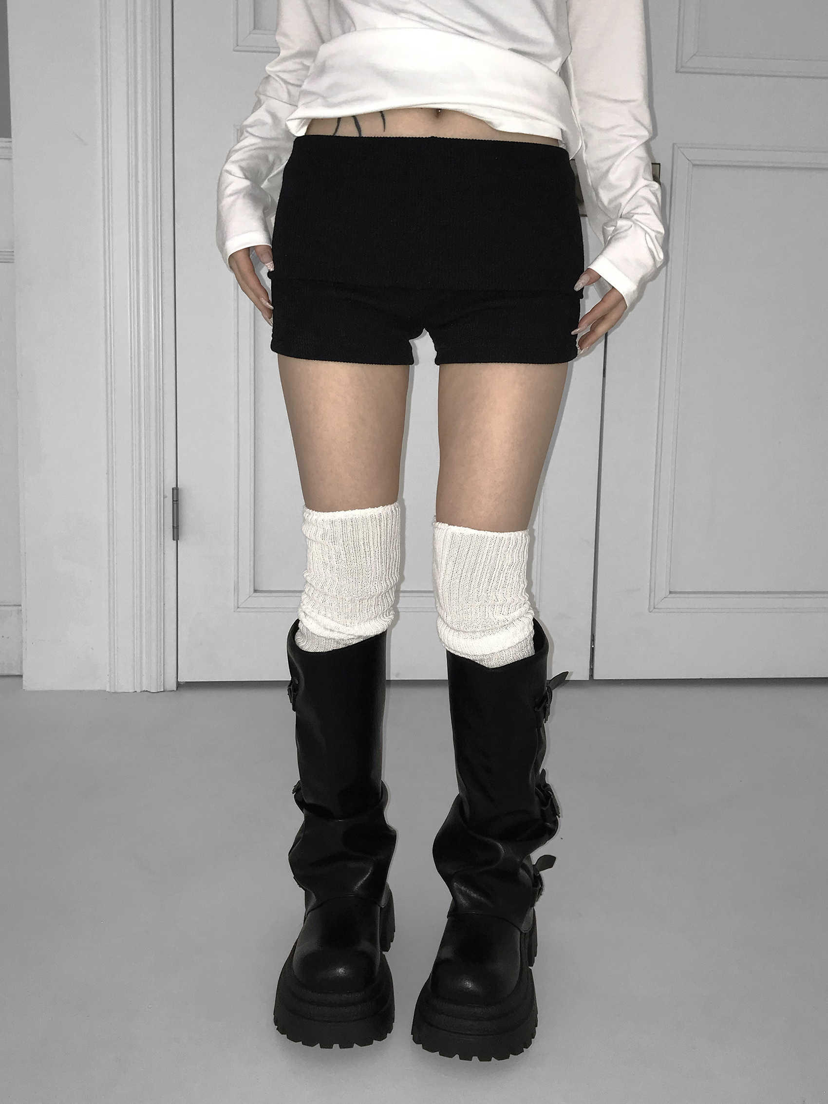 Knit Foldover Waist Mini Shorts