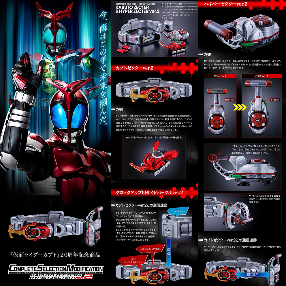 (預訂訂金 $1000) (總價 $2480) (魂限) Bandai CSM 幪面超人 甲鬥王 變身腰帶 & 超級昆蟲儀 ver.2 (行版) Complete Selection Modification Kamen Rider Kabuto Zecter & Hyper Zecter Ver 2