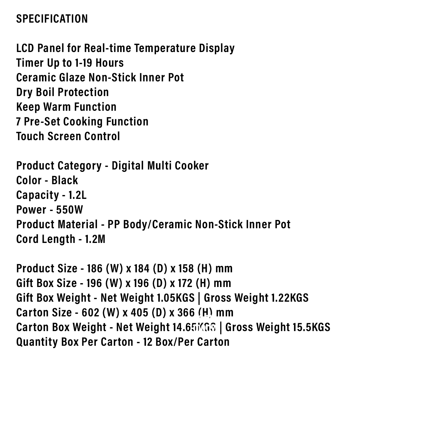 Faber 1.2L Multi Cooker FMC DG1266WH