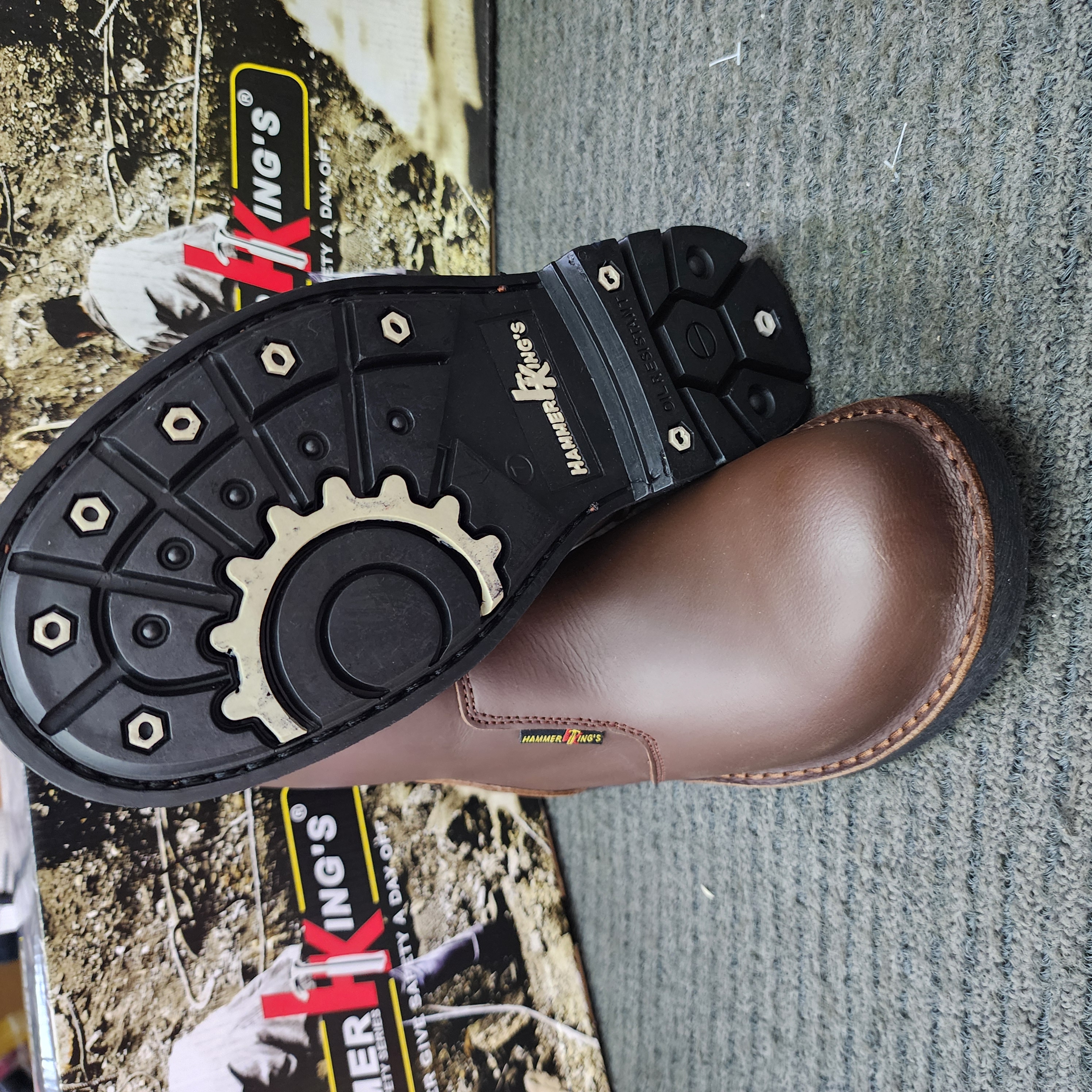 Hammer King 13006 Safety Shoes Boots Steel Toe Cap Steel Mid Plate Mid Cut Zip On Premium Quality Genuine Leather SIRIM and DOSH Approved Kasut Keselamatan