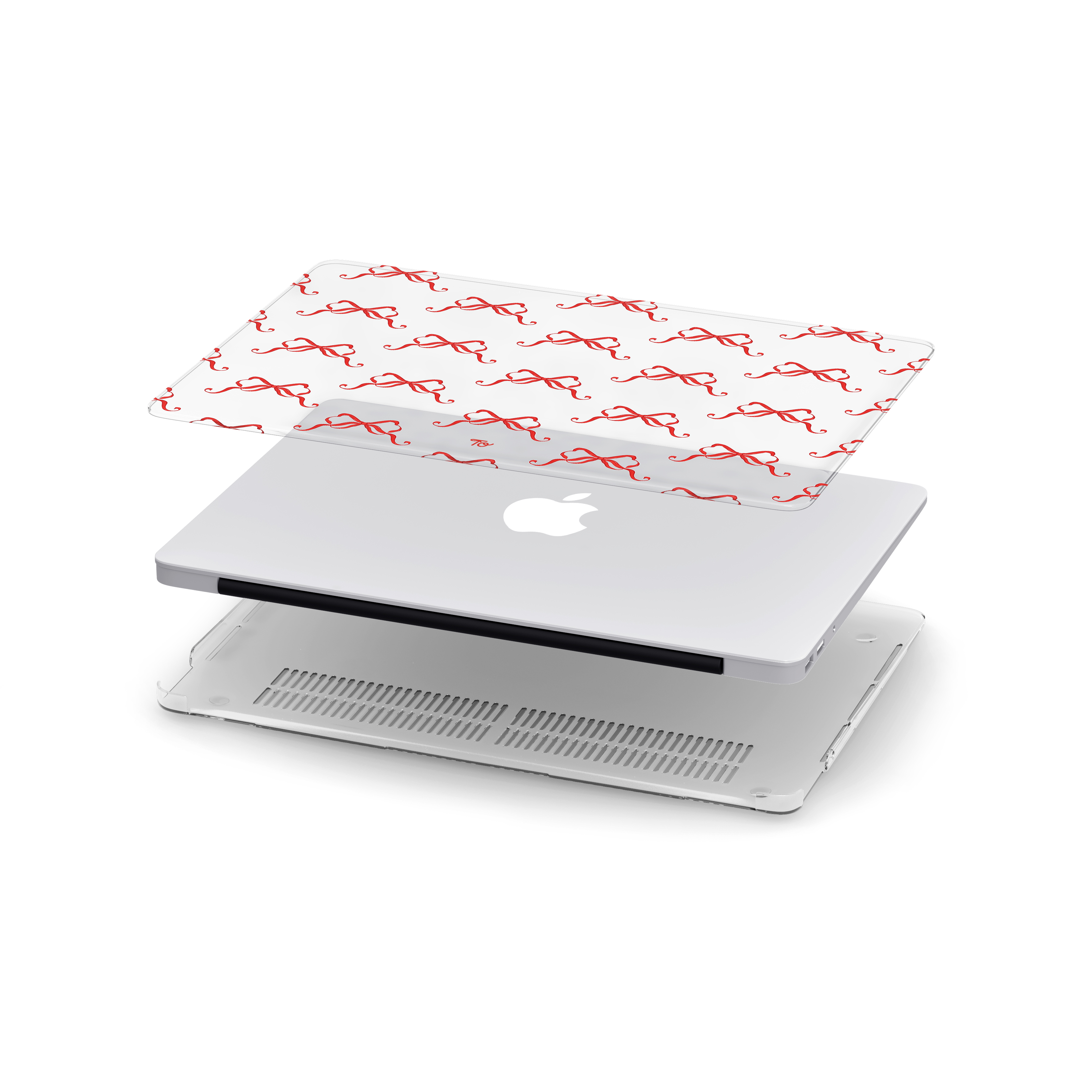 【Burgundy Ribbons in Full Printing】Transparent MacBook Protective Case