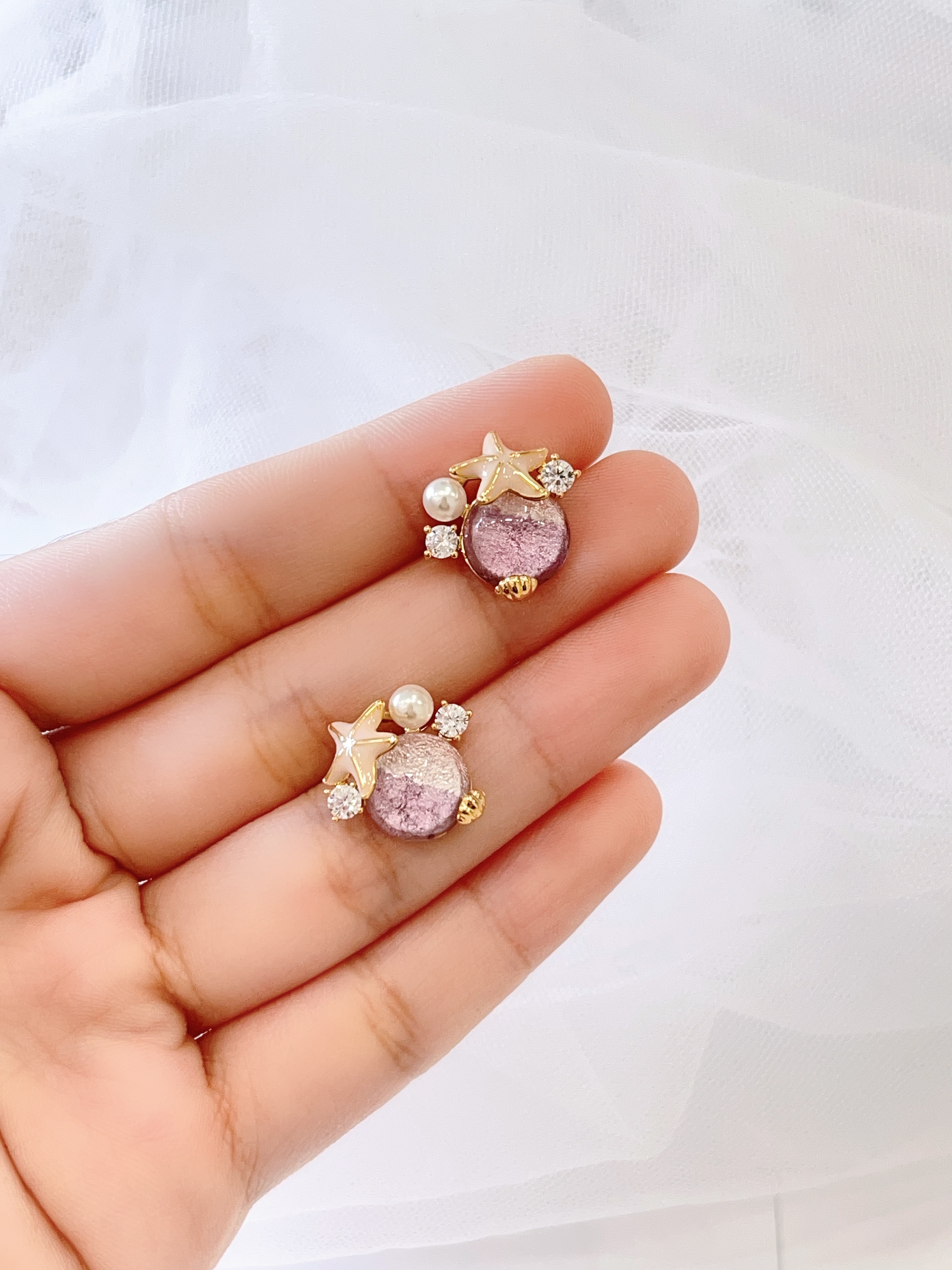 梦幻海星滴油设计耳环