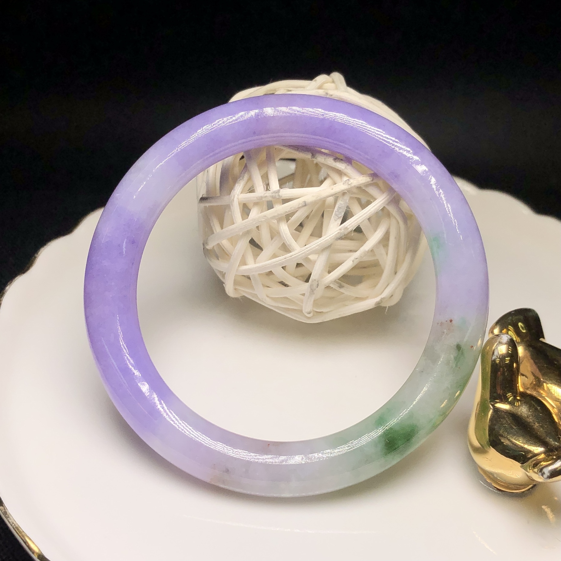 濃色正紫飄翠春彩圓鐲53.32