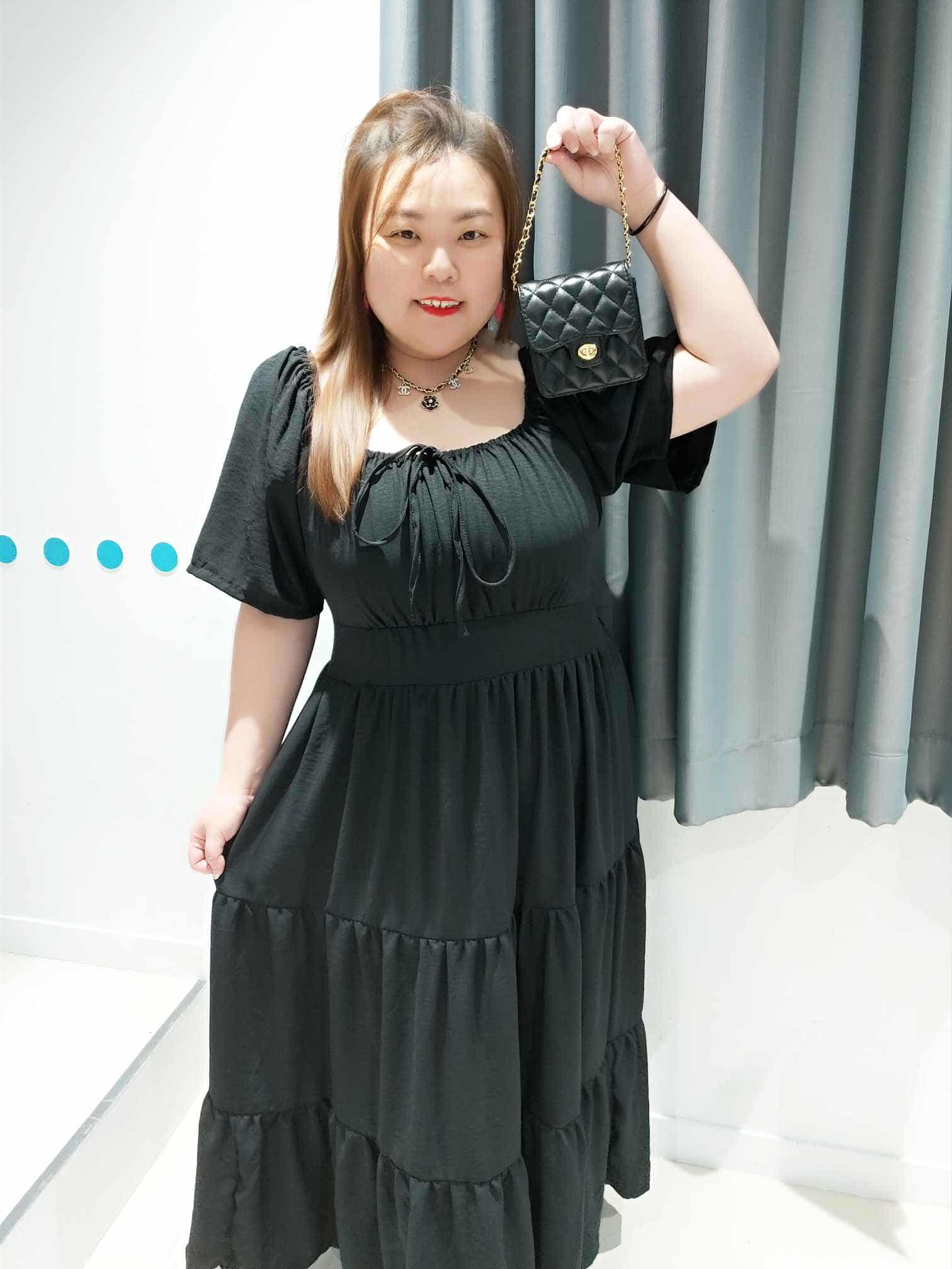 DSD08 U领拼接款连衣裙