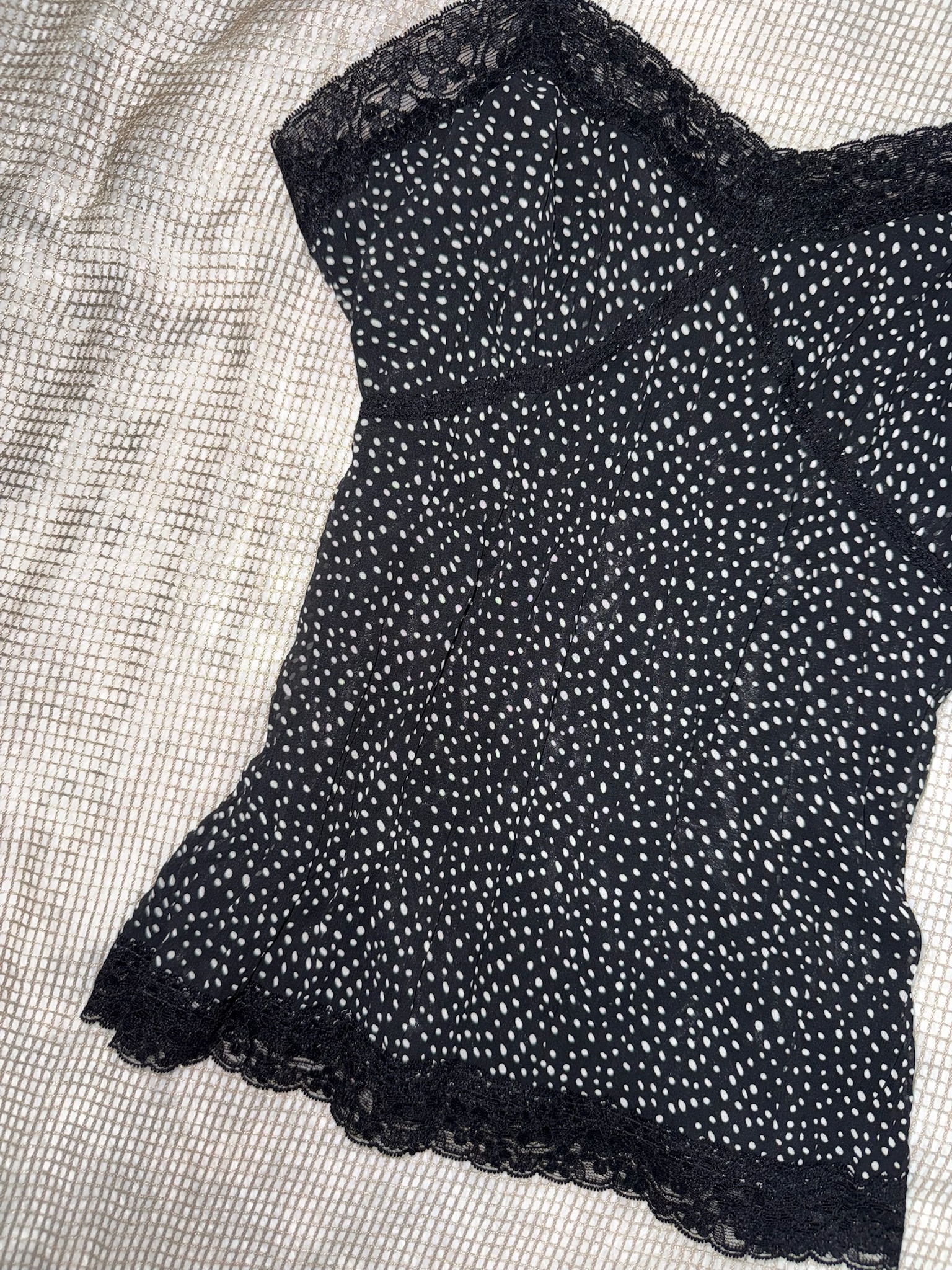 Polka Dot Lace-Trimmed Camisole