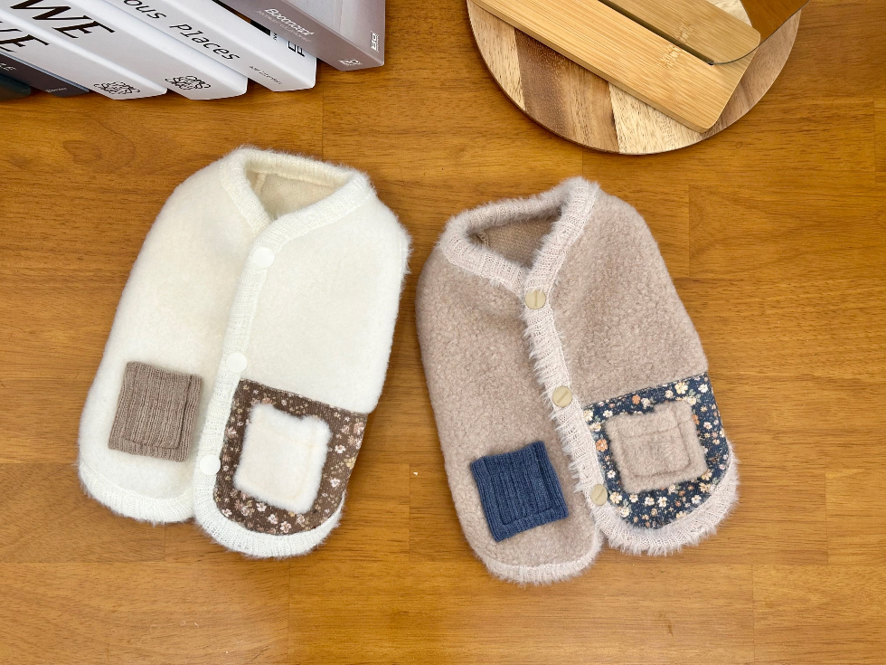 🇰🇷針織毛布配碎花布背心