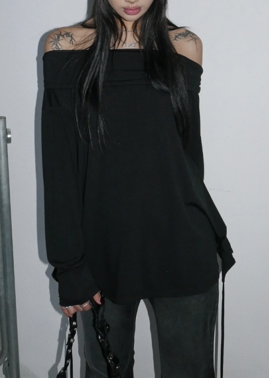 Off Shoulder Tie-Waist Long Sleeve