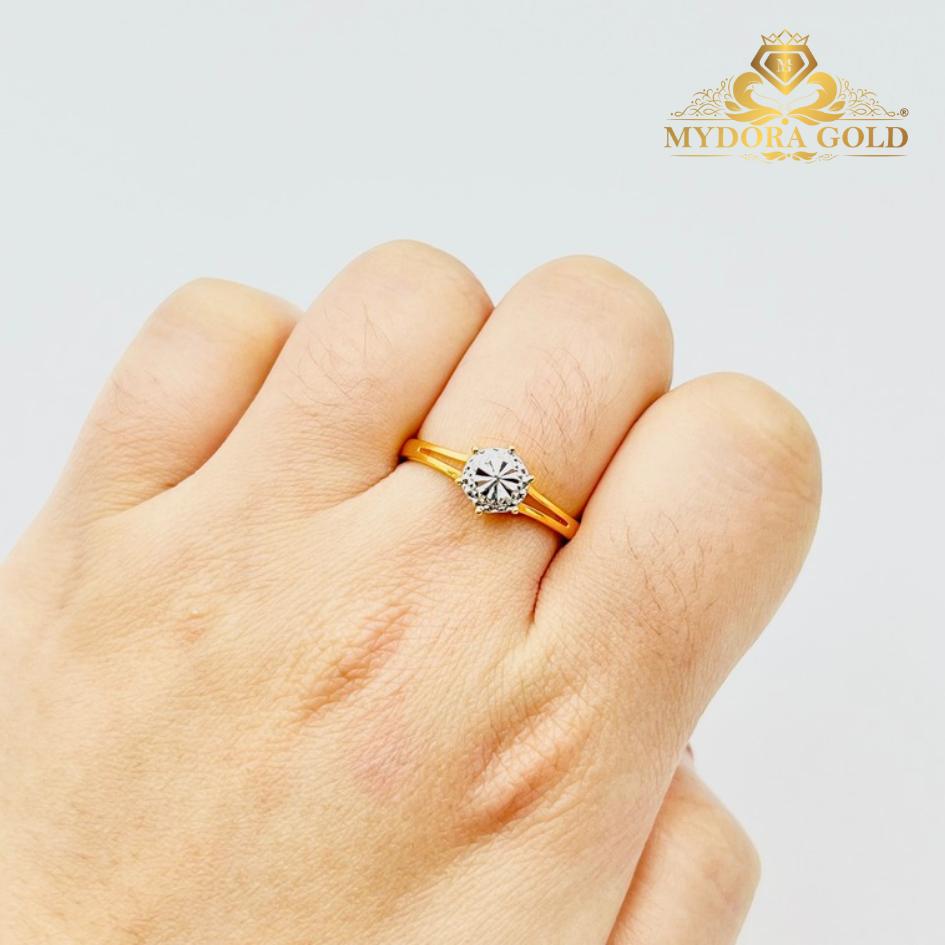 MYDORA Cincin Duo-Line Diamond Gold (5G) l EMAS 916/22K