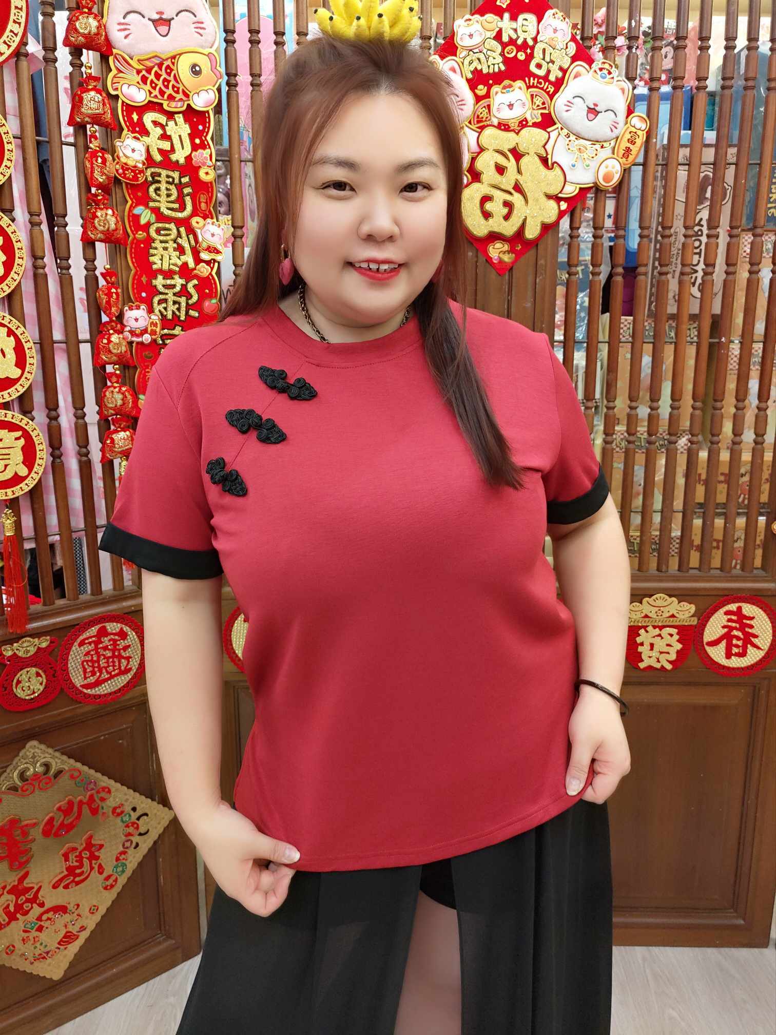 NBB02 TW#5829 拼色盘扣设计上衣