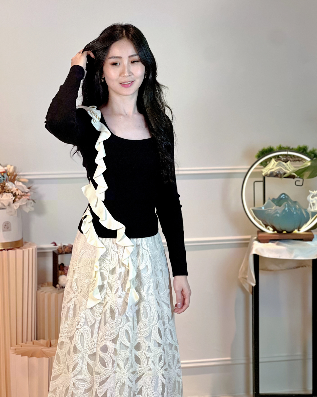 5109 Kristin Long Sleeve with Ruffle Blouse