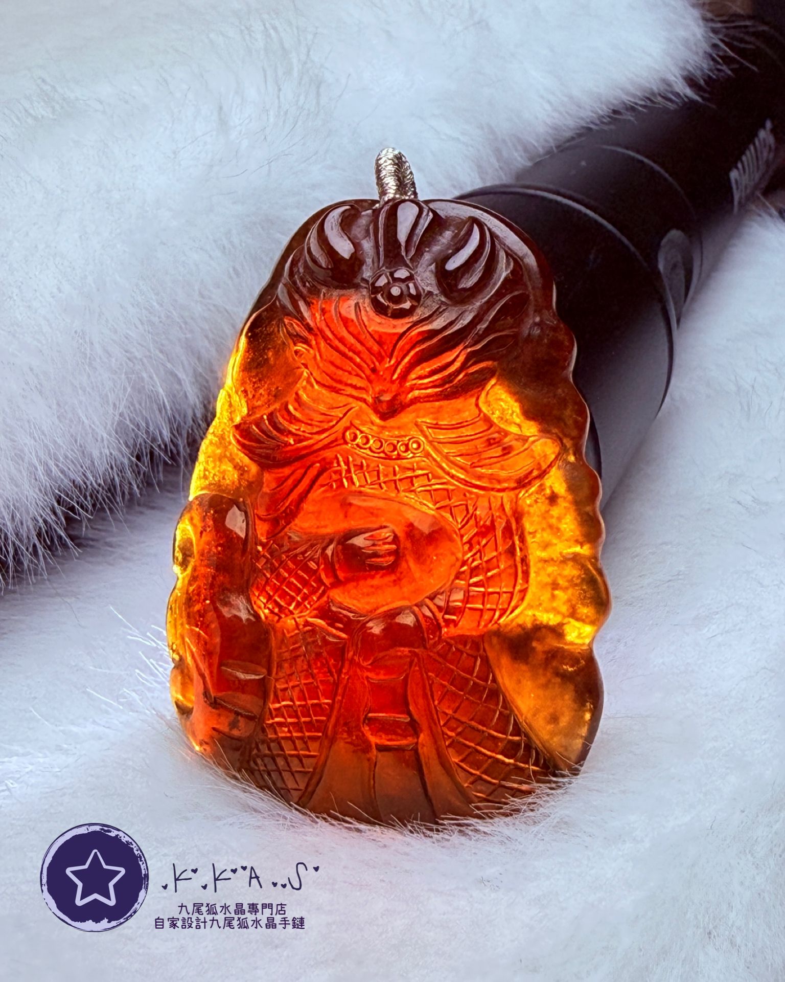 K00215 石榴石 將軍狐 - 吊墜/手牌兩用款