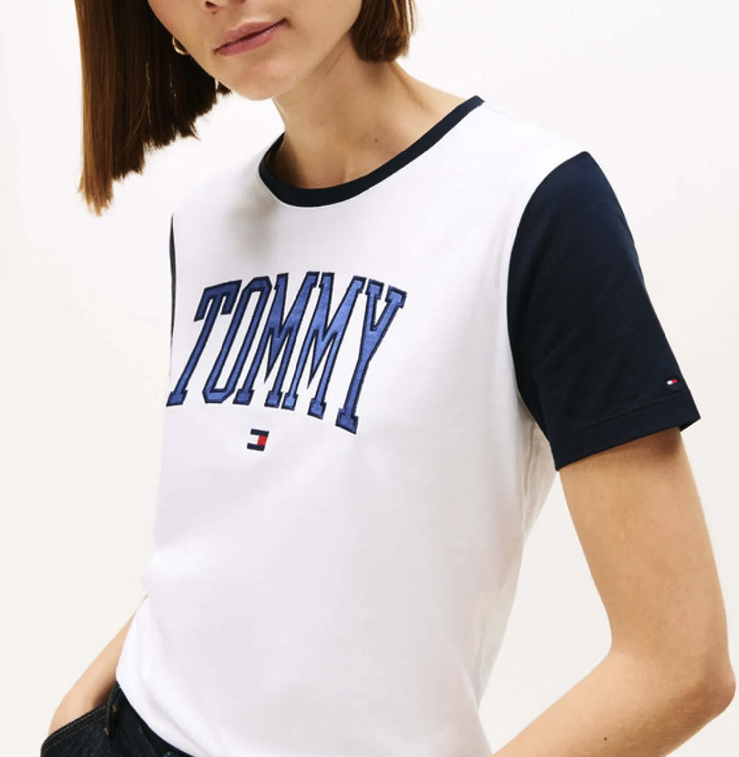 Tommy Hilfiger  Varsity Tommy Logo Ringer T-SHIRT 