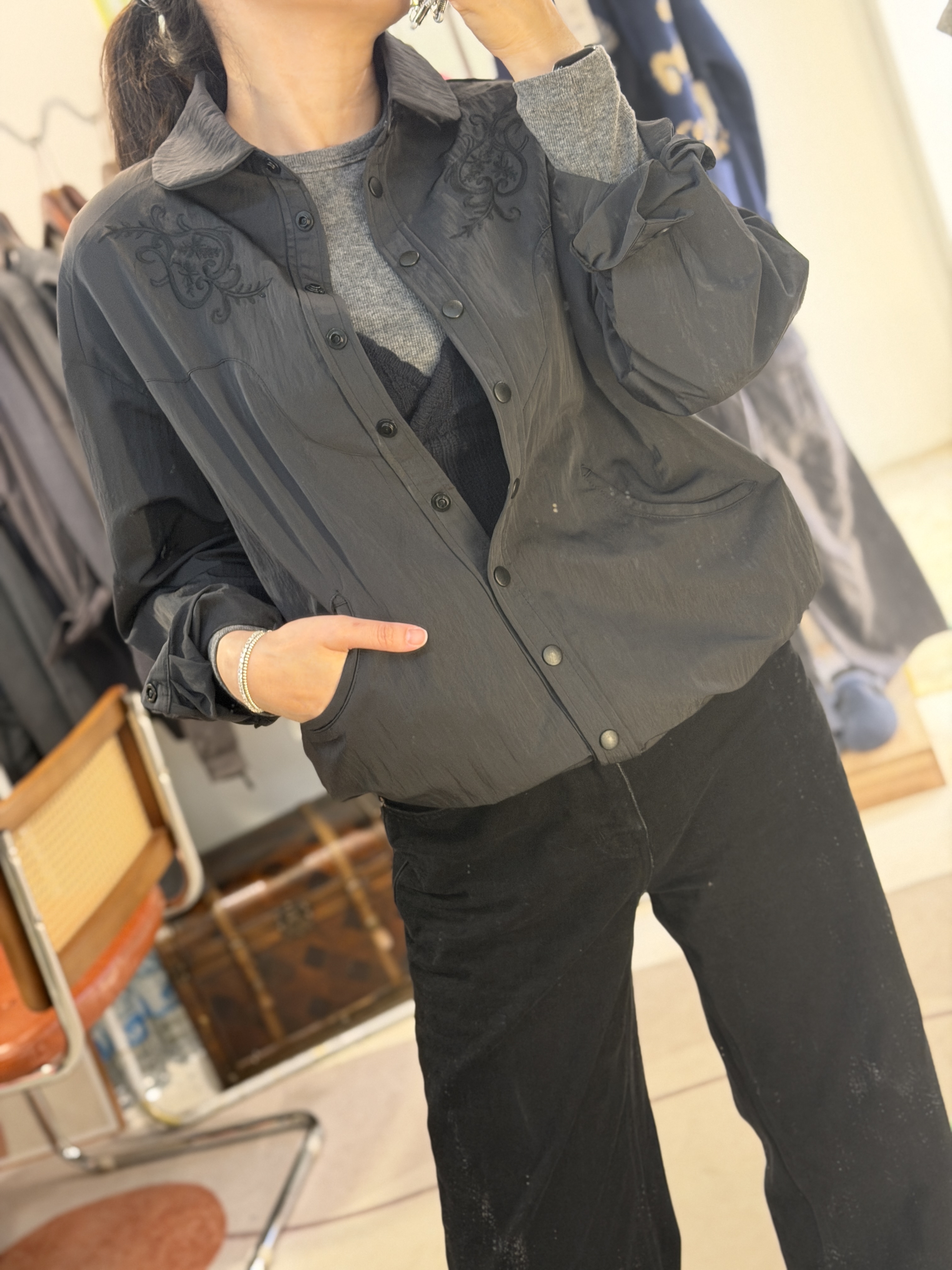 Embroidery shirt jacket