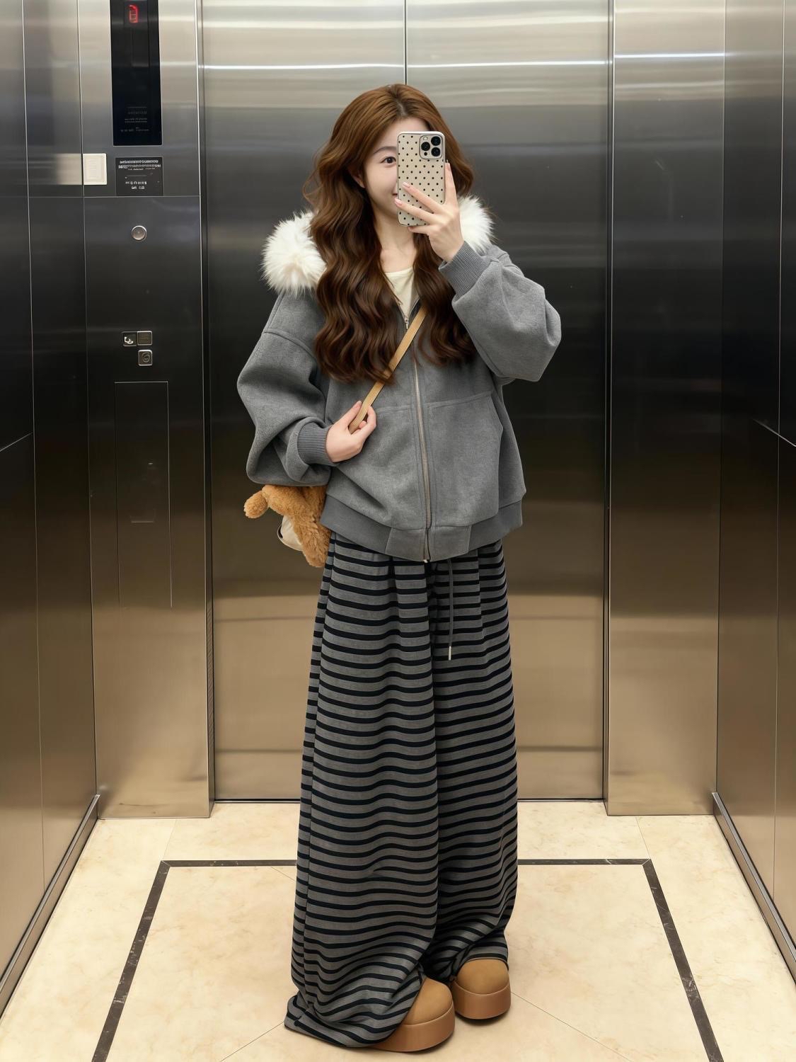 PT224休闲条纹长裤