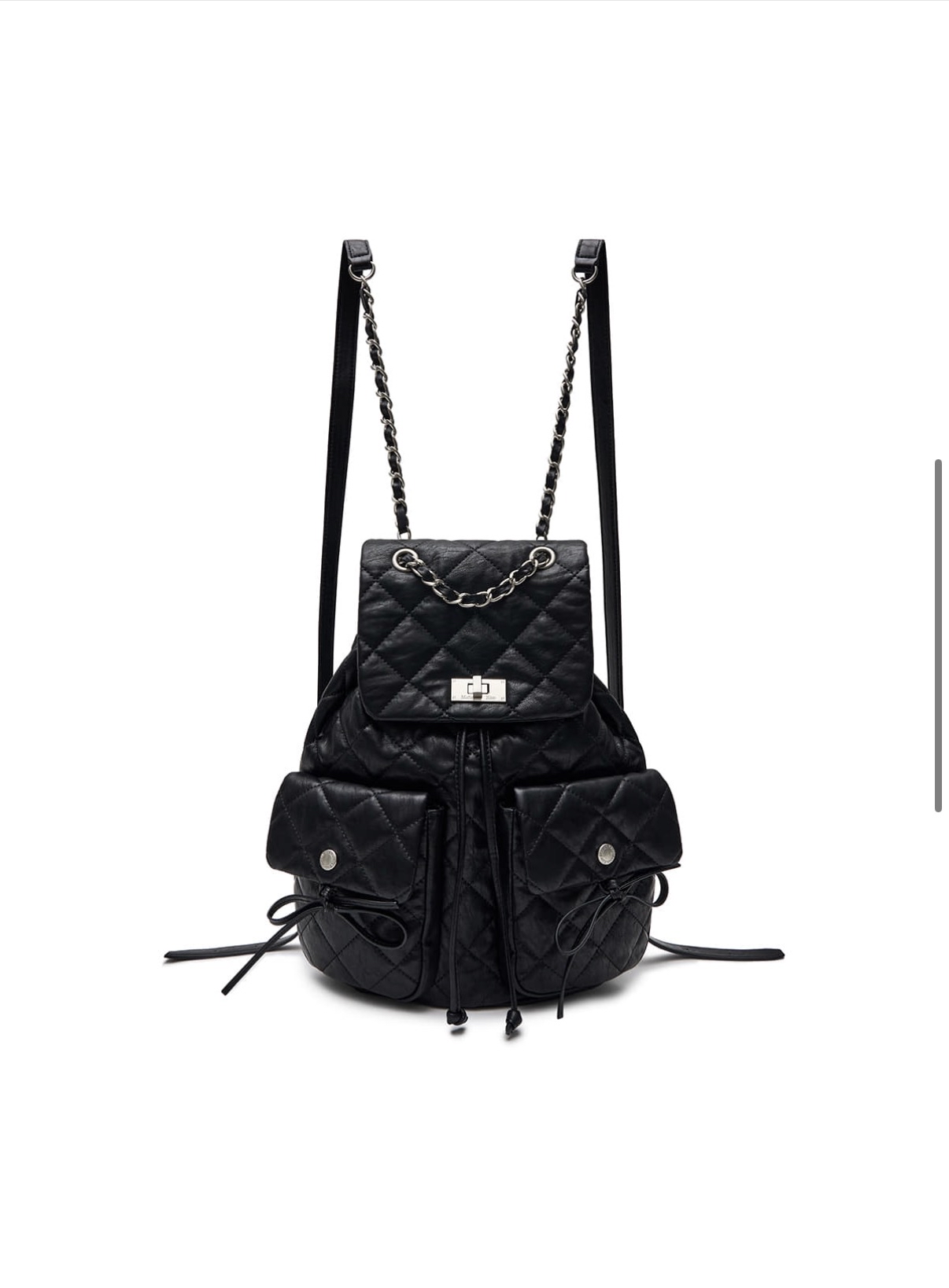 MATIN KIM特價場 DOUBLE POCKET QUILTING BACKPACK IN BLACK