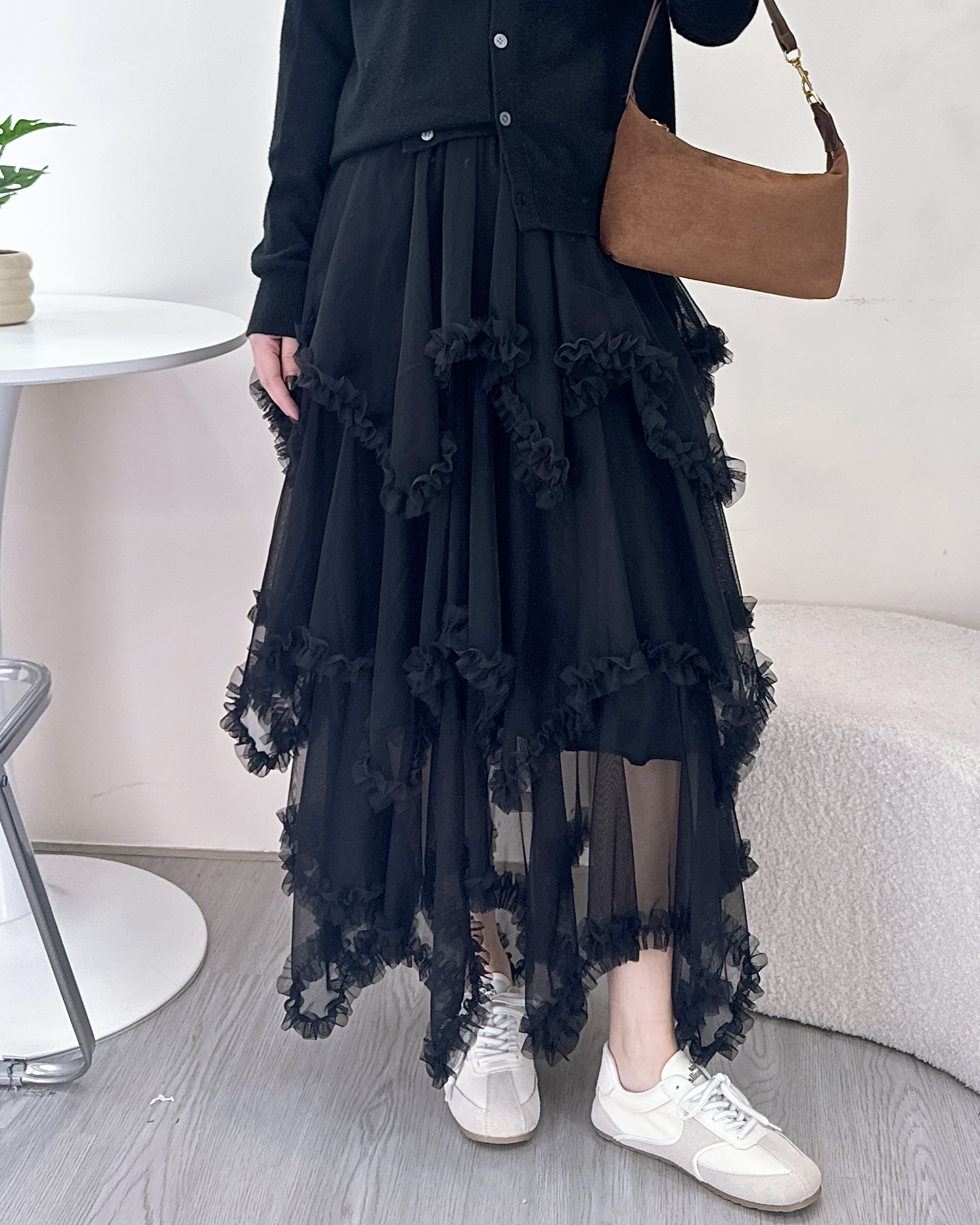 超美必入手不規則網紗裙 2色