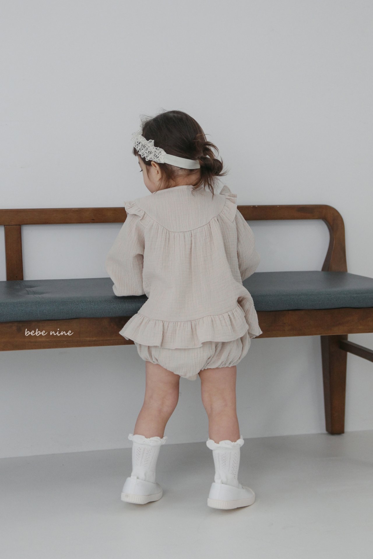 🌸預訂 韓國直送🌸🇰🇷Bebenine兩色荷葉花邊棉紗長袖上衣燈籠褲套裝