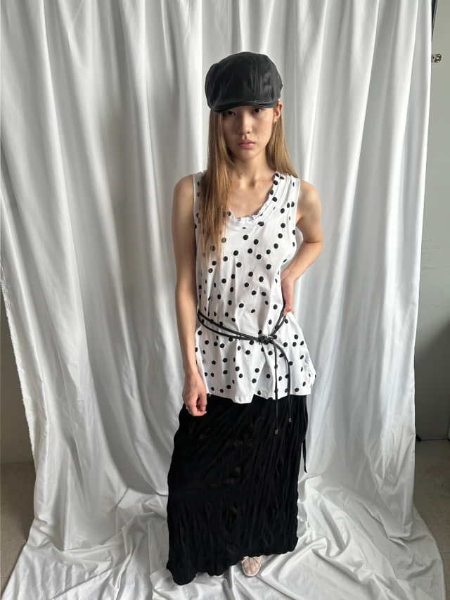 Polka Dot Cutout Tank Top