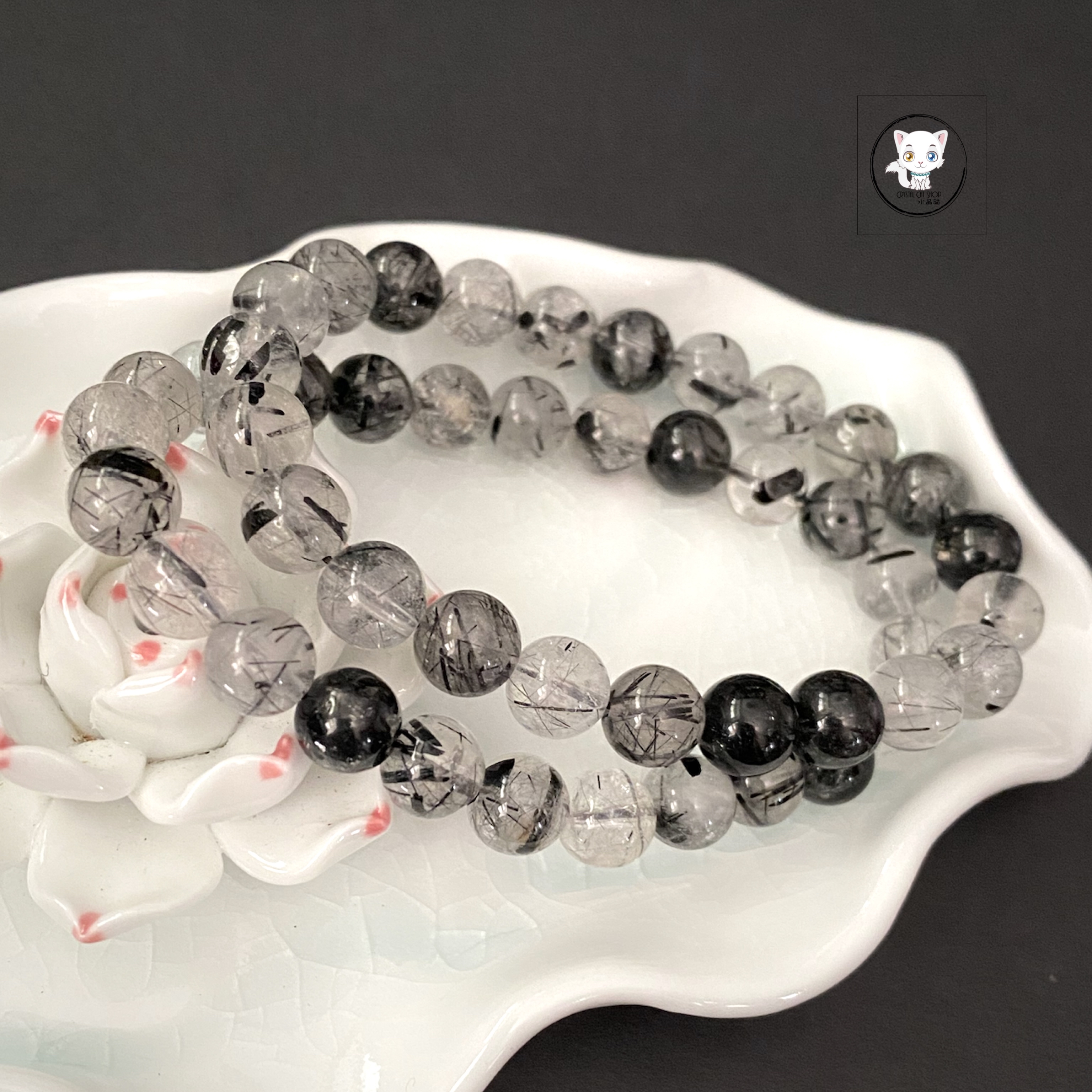 天然黑髮晶手鏈 8mm