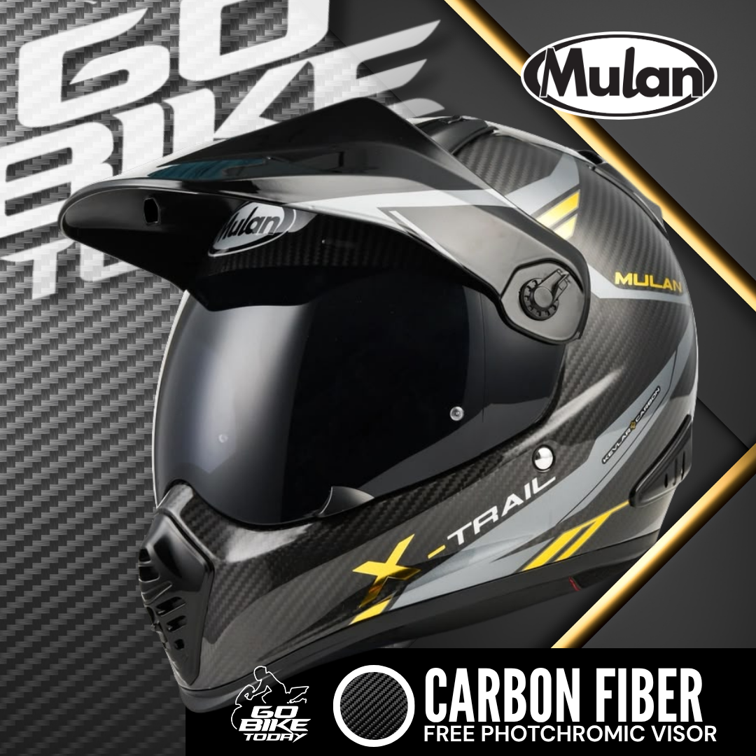 MULAN 739 3K GRAPHIC CARBON FIBRE Adventure Helmet | Bulletproof Kevlar | Photochromic Visor | ECE Approved | Touring Ready