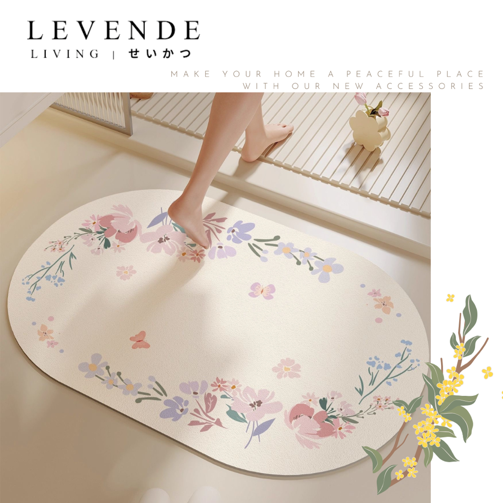 Levende繁花硅藻泥浴室地墊