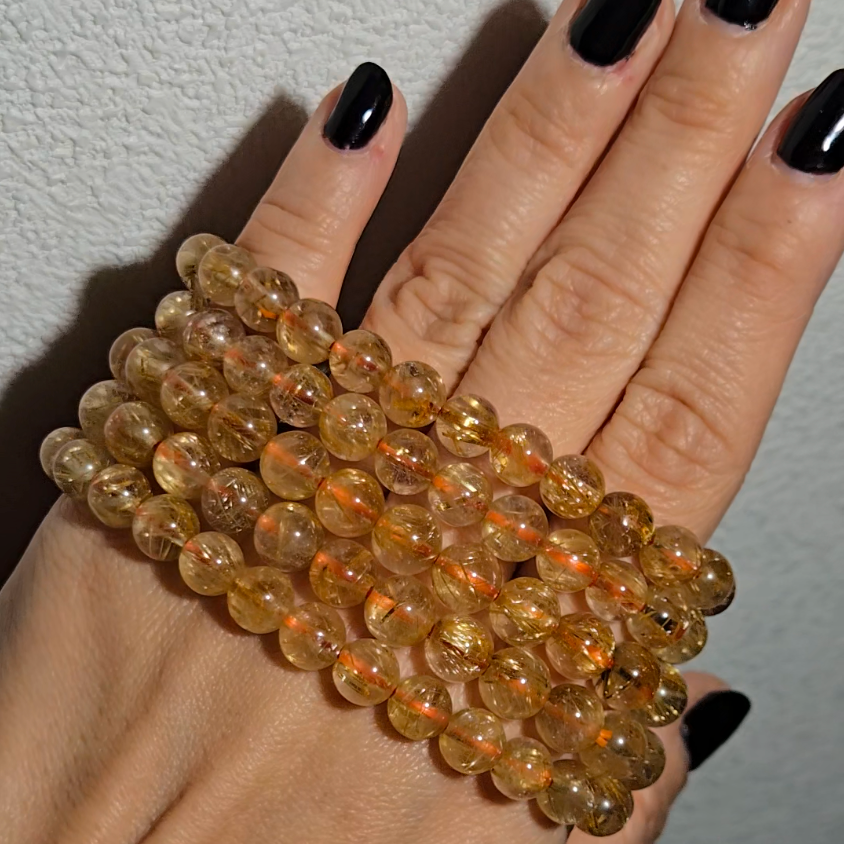 Golden rutilated quartz bead bracelets - JW107