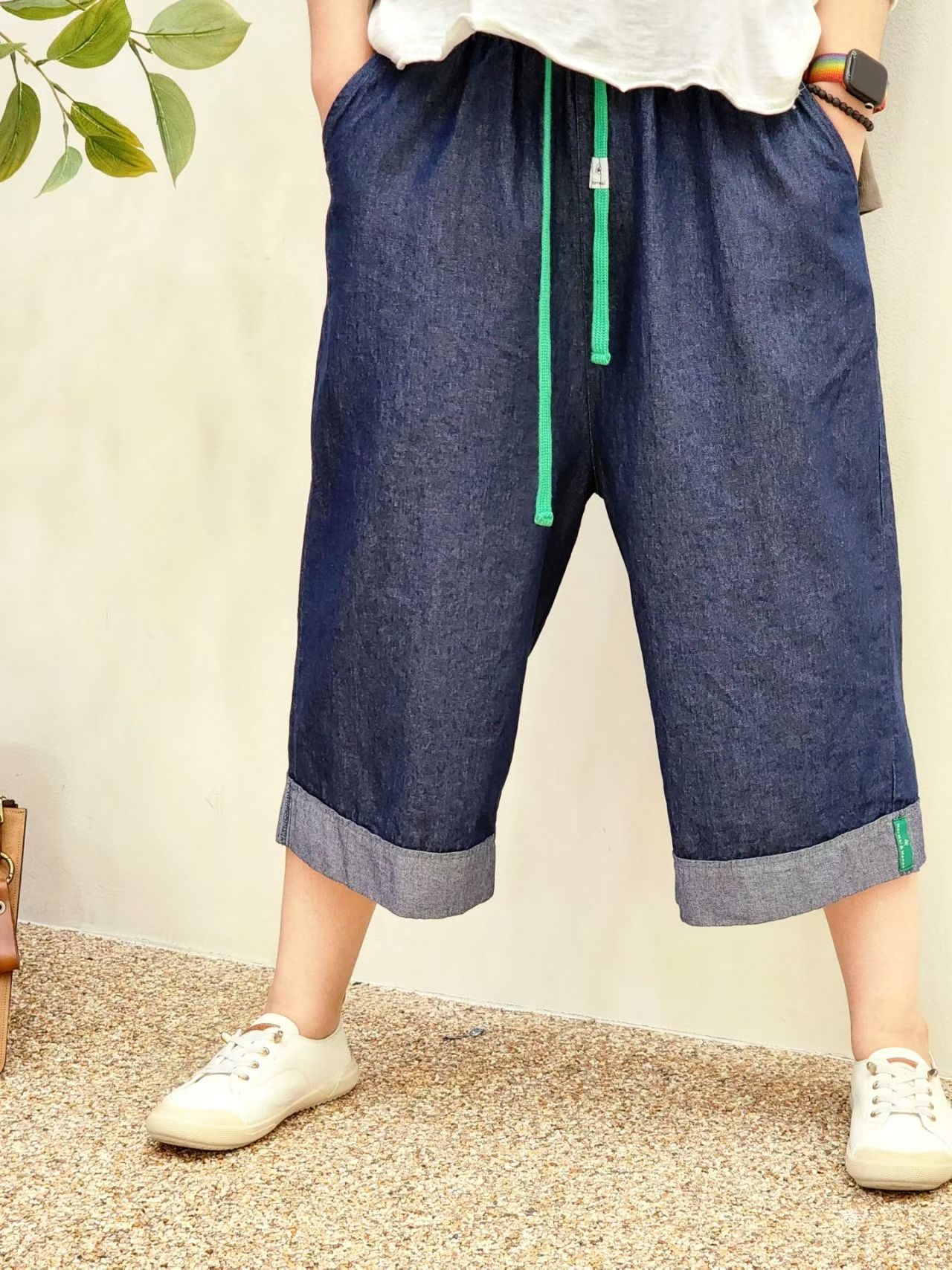 NO OS 薄7分夏日牛褲