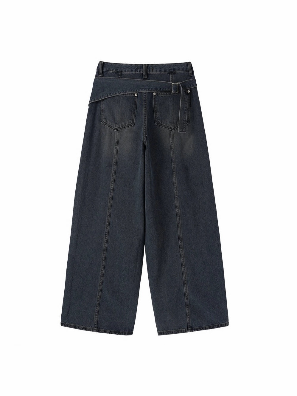 Back Buckle Wide Denim Pants