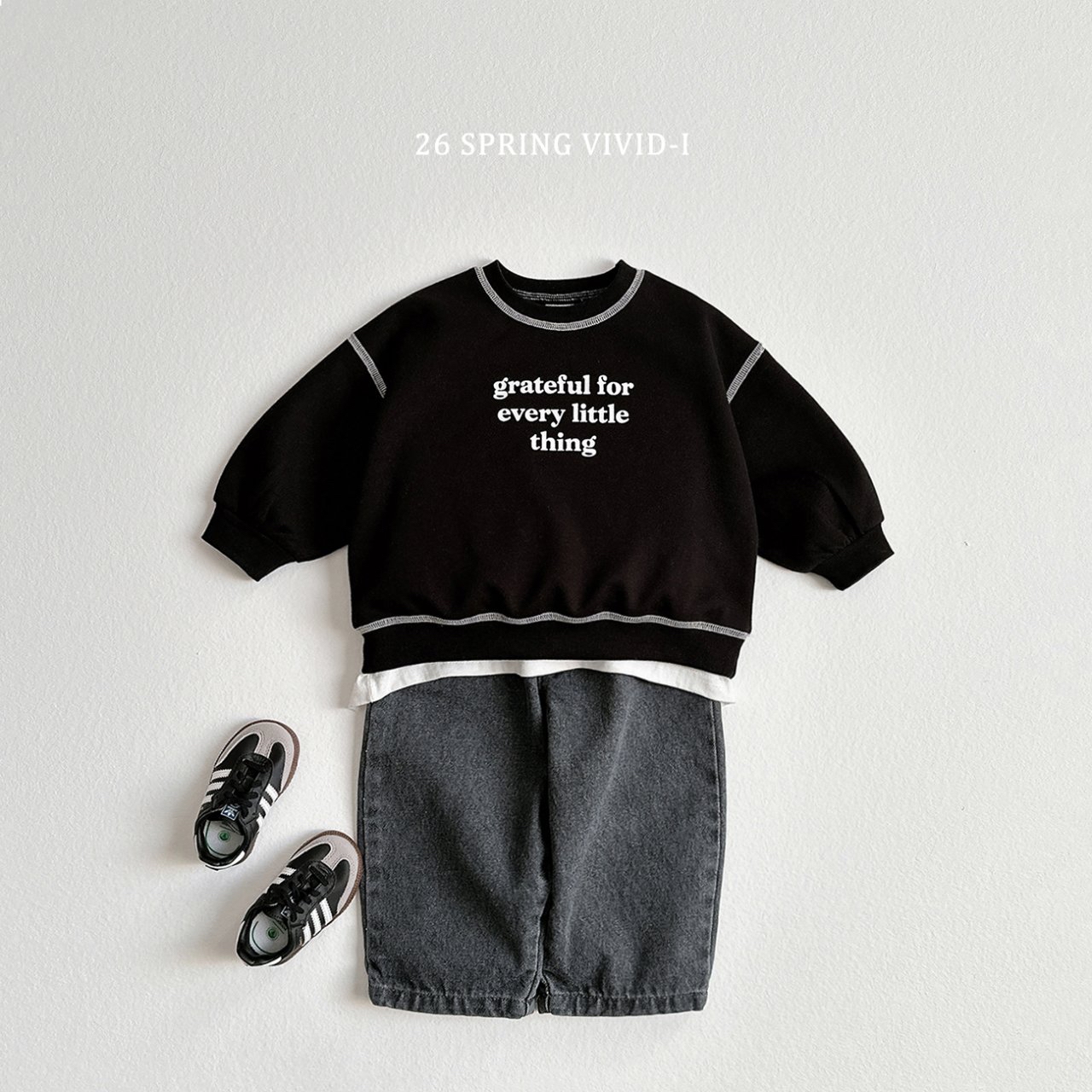 🌸預訂 韓國直送🌸🇰🇷VIVIDI四色字母印花撞色縫線長袖上下套裝