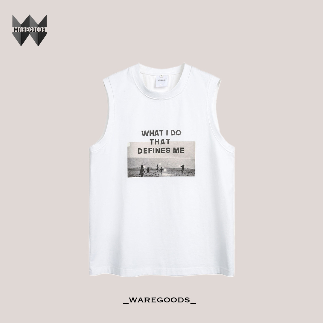 W21美式復古印花背心