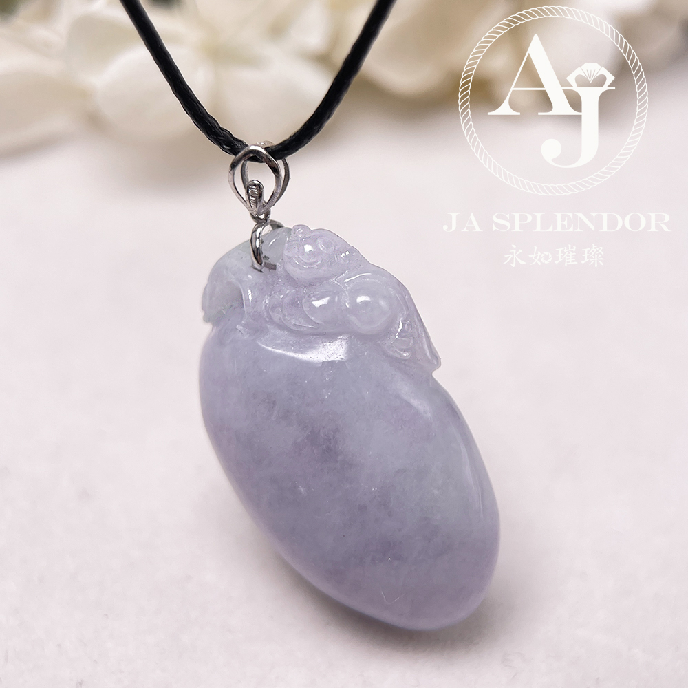 JNK-91 天然翡翠A玉 【猴】冰糯紫羅蘭靈猴獻壽18K吊墜